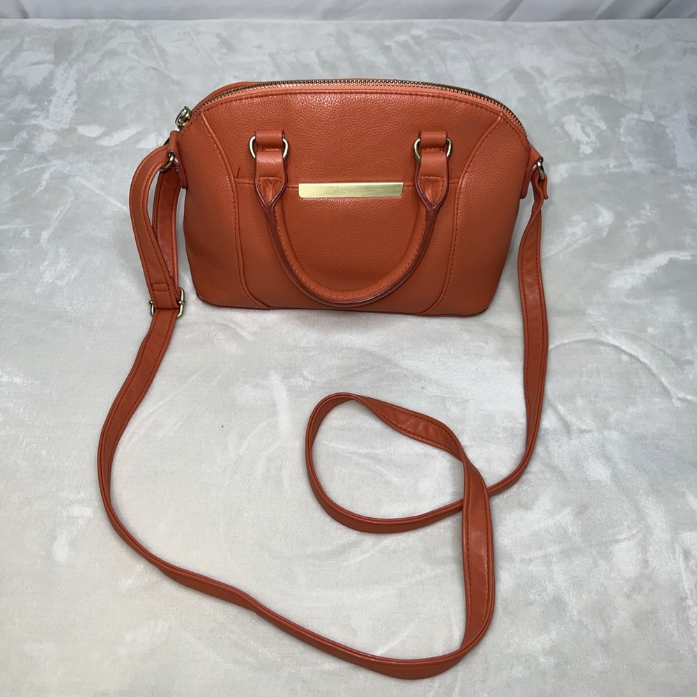 Unbranded Orange Crossbody‎ Purse 9.5 x 7 Gold Metal accents